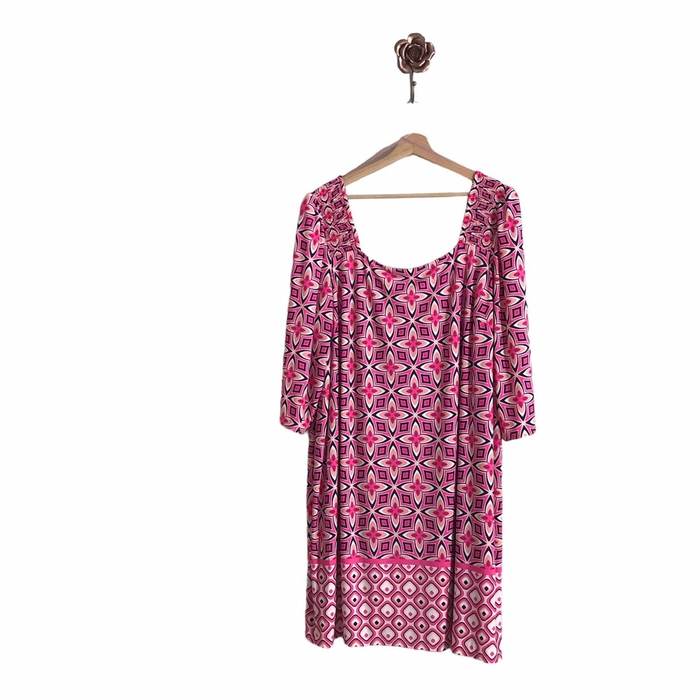 Eliza J‎ Plus Size 24 Pink Smock Shoulder Shift Dress Comfort Relaxed Fit NEW